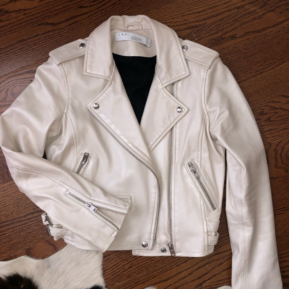 ❄️IRO leather pearlescent ivory jacket